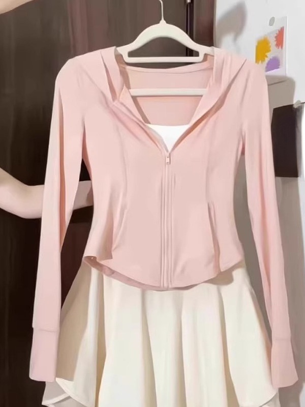 Summer Rays Clothing - เสื้อแจ็คเก็ตผ้าไหมน้ำแข็งทรงเข้ารูปสีชมพูสำหรับผู้หญิง รุ่นใหม่ปี 2026 ป้องกันรังสียูวี น้ำหนักเบา เหมาะสำหรับฤดูร้อน