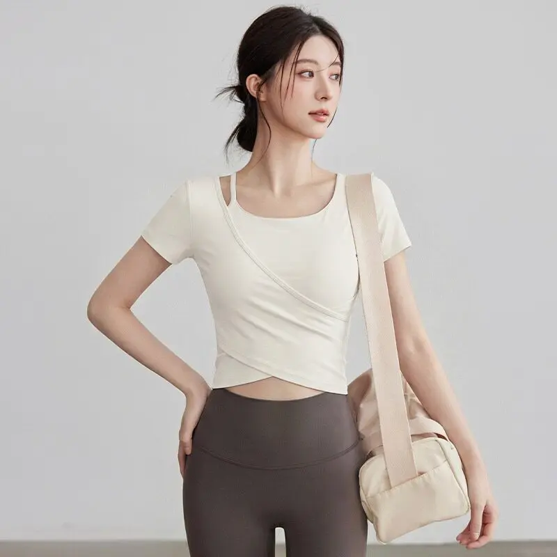 Summer Clothing Looks - เสื้อผ้าโยคะแขนยาวสำหรับฤดูร้อน ดีไซน์สวยงาม ช่วยกระชับสัดส่วน พร้อมแผ่นรองหน้าอก เหมาะสำหรับการฝึกซ้อมพิลาทิสและฟิตเนสอย่างมืออาชีพ