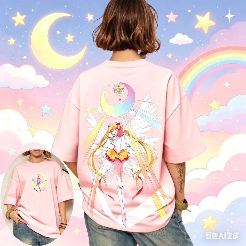 Summer Clothing Trends 2026 - 2026 ใหม่เซเลอร์มูนเซเรน่าลำลองผู้หญิงเทรนด์แม่ลูกเสื้อยืดแขนสั้นฤดูร้อนขนาดใหญ่สบายหลวม Y2k ท็อป