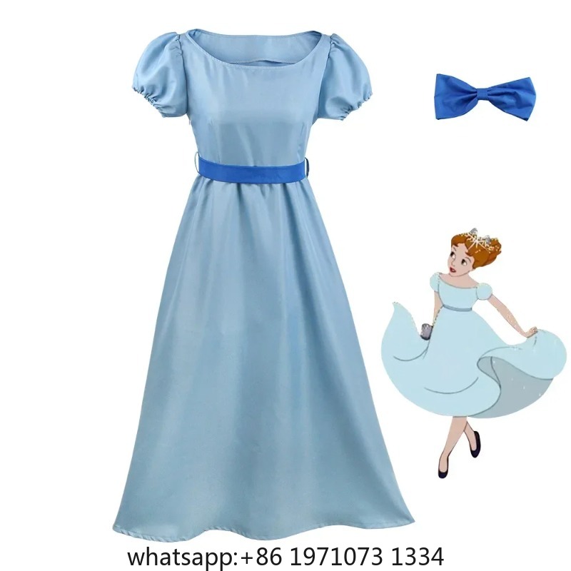 Summer Alt Clothing - ชุดเจ้าหญิงเวนดี้ครบเซ็ต พร้อมหมวกปีเตอร์ สำหรับผู้หญิงและเด็กผู้หญิง ชุดคอสเพลย์ปาร์ตี้ฮาโลวีน ชุดยูนิฟอร์มสำหรับฤดูร้อนและฤดูใบไม้ร่วง