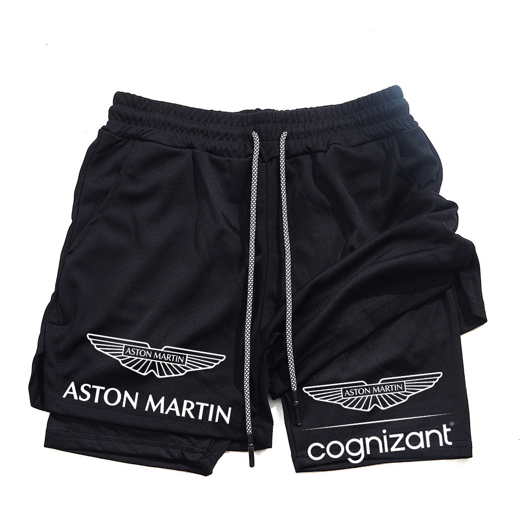Summer Quotes - กางเกงขาสั้นกีฬาสองชั้น Aston Martin รุ่นใหม่สำหรับฤดูร้อน แฟชั่นพิมพ์ลาย ระบายอากาศได้ดี