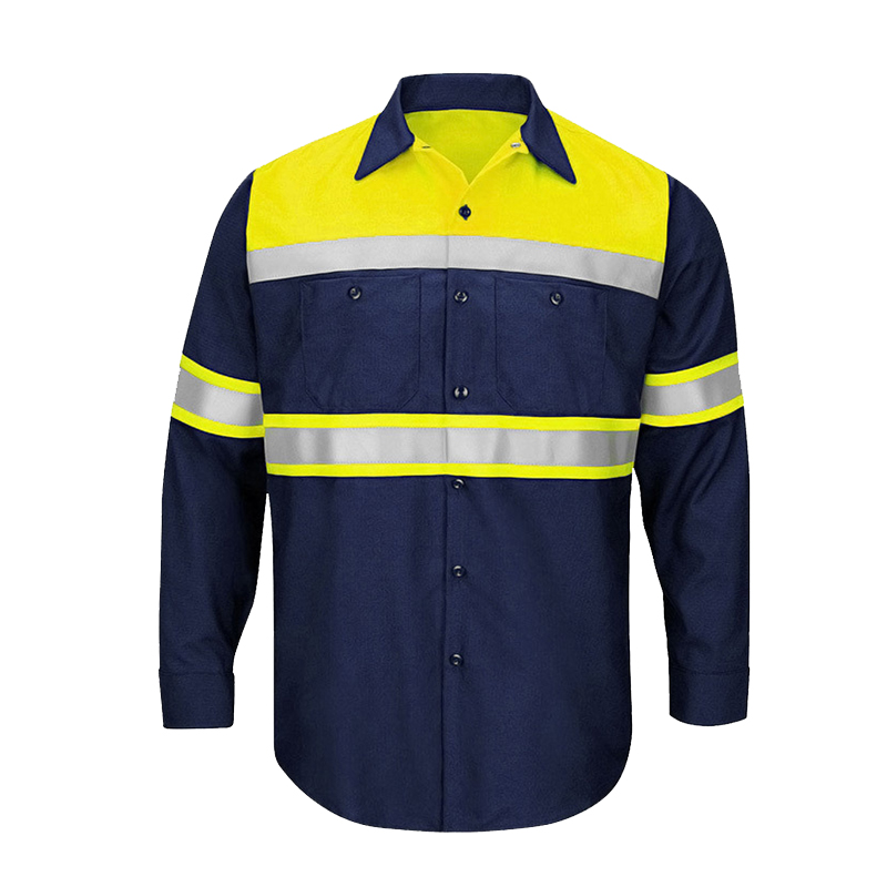 Summer Hi Vis Clothing - เสื้อเชิ้ตแขนยาวสำหรับผู้ชาย, เสื้อผ้าทำงานสะท้อนแสงทำจากผ้าฝ้าย100% เสื้อเชิ้ตชุดทำงานชุดทำงานชุดทำงานเสื้อผ้านิรภัยฤดูร้อน