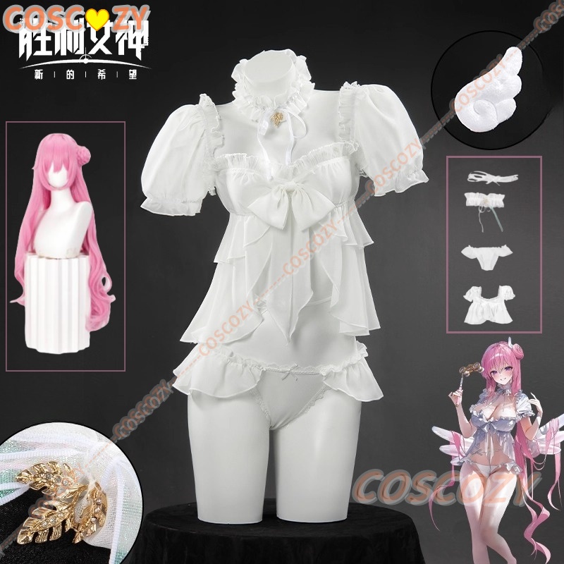 Summer Alt Clothing - เกม NIKKE: เทพธิดาแห่งชัยชนะ Dorothy คอสเพลย์เครื่องแต่งกายฤดูร้อนสีขาวชุดว่ายน้ํากางเกงขาสั้นวิกผมผู้หญิงเซ็กซี่ Carnival