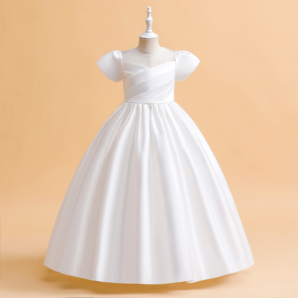 Summer Kids Clothing - Elegant ชุดเจ้าสาวสําหรับสาวงานแต่งงานชุดสีขาว First Communion Ceremony ชุดราตรียาวเด็กเสื้อผ้าฤดูร้อน