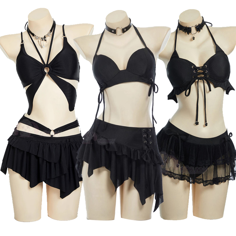 Summer Alt Clothing - 9 สไตล์ ชุดว่ายน้ำสองชิ้นสำหรับผู้หญิง ชุดว่ายน้ำสไตล์โกธิค ชุดว่ายน้ำผู้หญิง ชุดบิกินี่น่ารัก