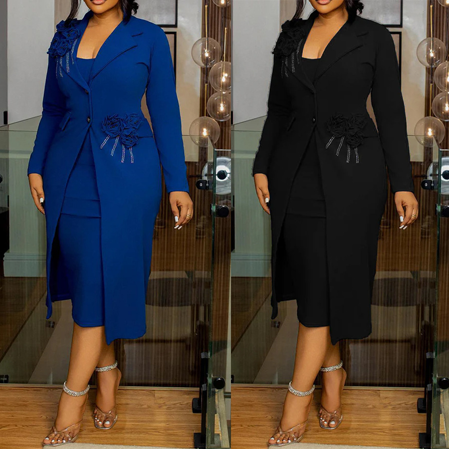 Summer Clothing For Older Women - ชุดสตรีชุด 2 ชิ้นชุดชุดจับคู่สบายๆดอกไม้ V คอเสื้อสูทกลางลูกวัว Slip