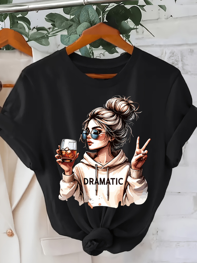 Summer Clothing Trends 2026 - เสื้อยืดแขนสั้นคอกลมพิมพ์ลายแฟชั่นสำหรับผู้หญิง 1 ชิ้น สวมใส่สบายและเหมาะสำหรับสวมใส่ในชีวิตประจำวัน พิมพ์ลายทันสมัย
