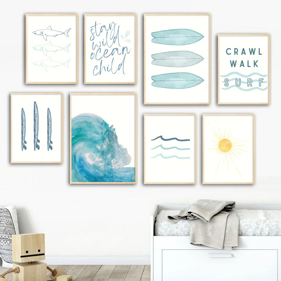 ภาพวาดบนผ้าใบลายฉลาม คลื่นทะเล - Summer Quotes บทวิจารณ์และราคา