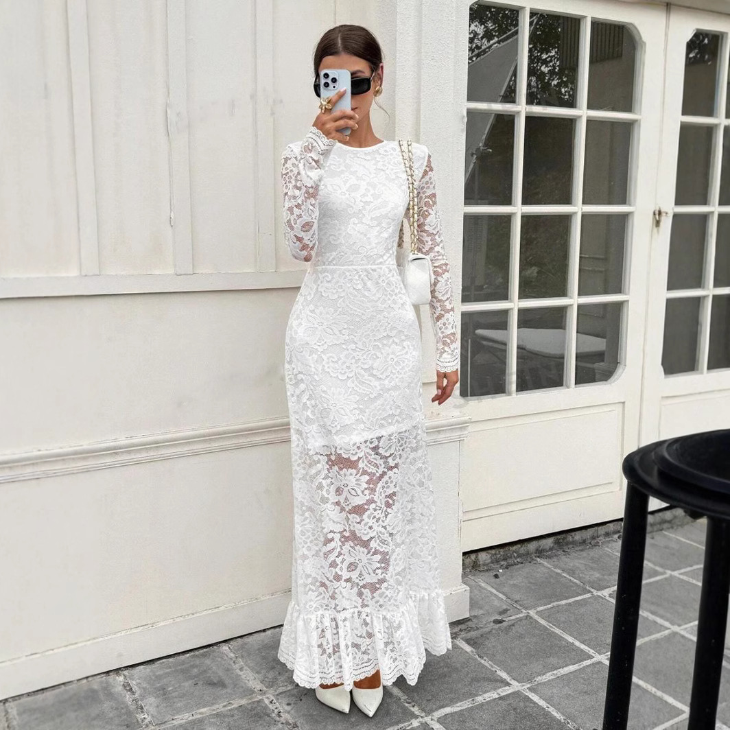 ชุดเดรสผู้หญิงแขนยาวลูกไม้แฟชั - Summer Clothing Looks บทวิจารณ์และราคา