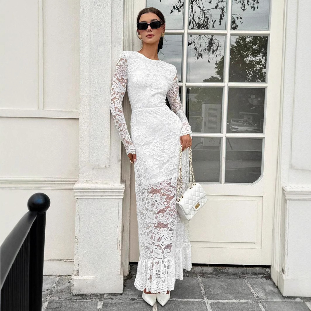 ชุดเดรสผู้หญิงแขนยาวลูกไม้แฟชั - Summer Clothing Looks บทวิจารณ์และราคา