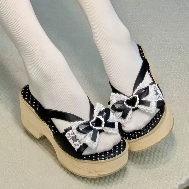 รองเท้าแตะพื้นหนาลายไม้ Sweet  - Summer Clothing Stores บทวิจารณ์และราคา