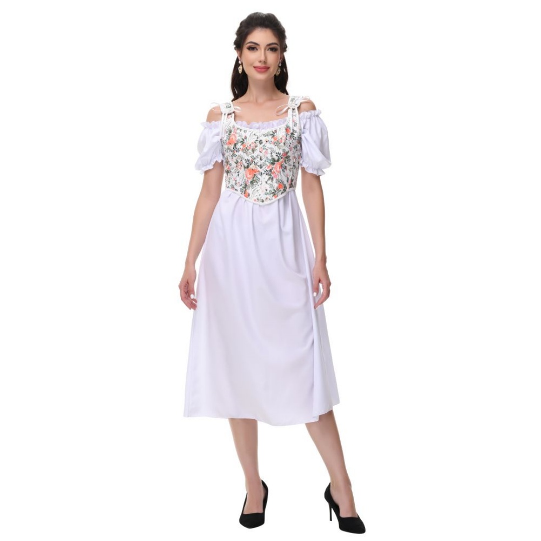 ฤดูร้อนผ้าฝ้ายสีขาว Slash คอโค - Summer Victorian Clothing บทวิจารณ์และราคา