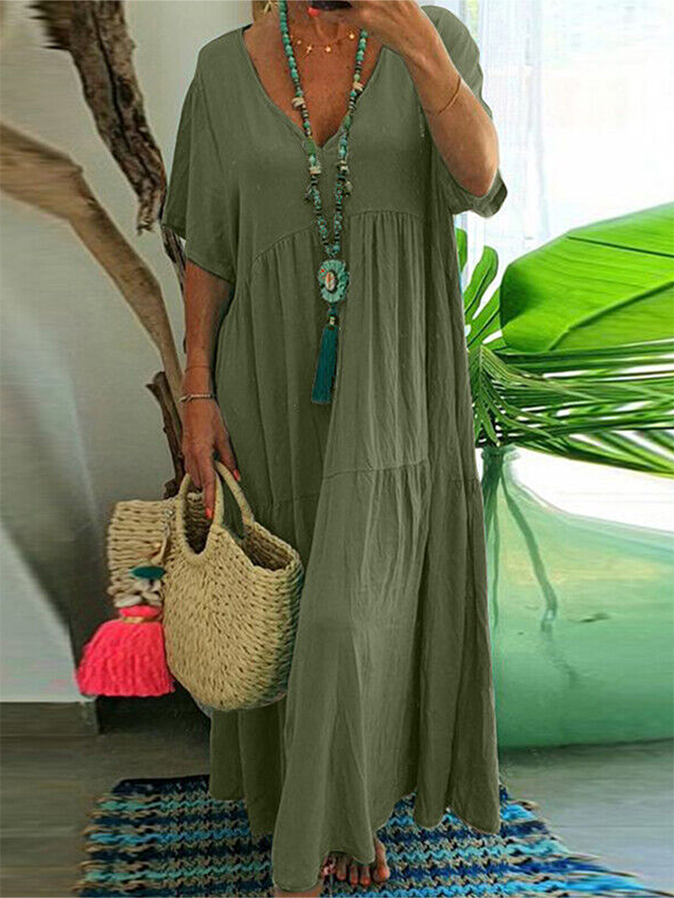 พลัสขนาดผู้หญิง V คอชุดลําลองไ - Summer Clothing For Older Women บทวิจารณ์และราคา