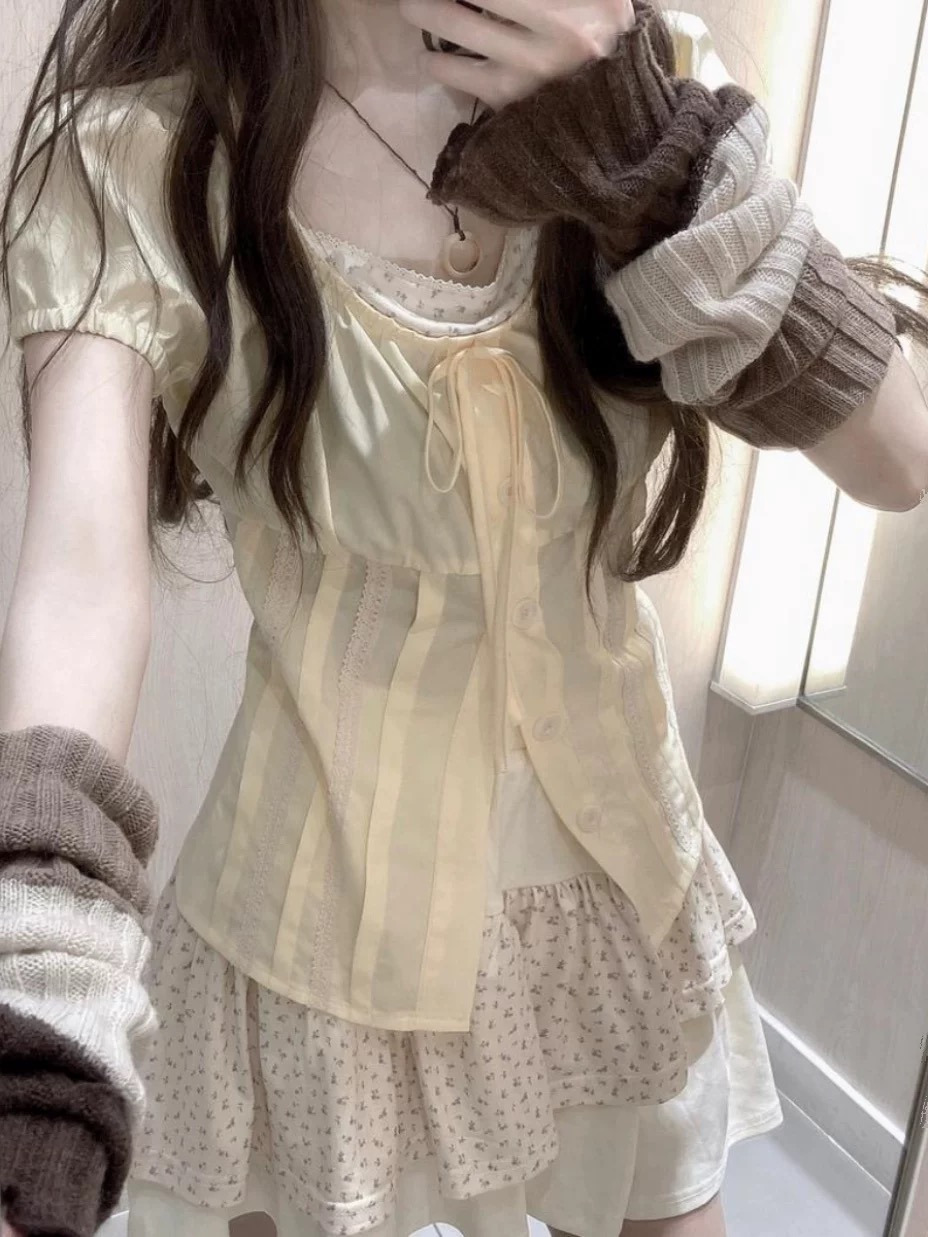 ชุดเซ็ตสองชิ้นลายดอกไม้หวานๆ ส - Summer Clothing Girls บทวิจารณ์และราคา