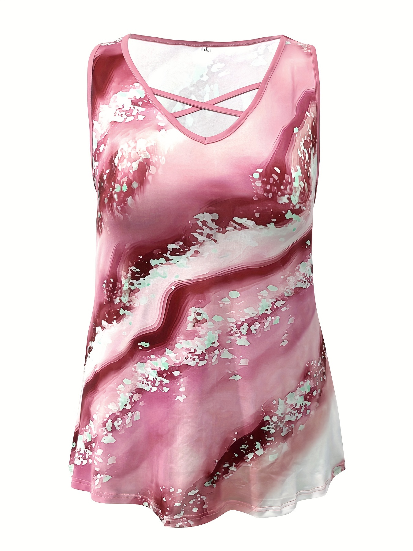 PLUS ขนาดหินอ่อนพิมพ์เสื้อกล้า - Summer Clothing Styles For Women บทวิจารณ์และราคา