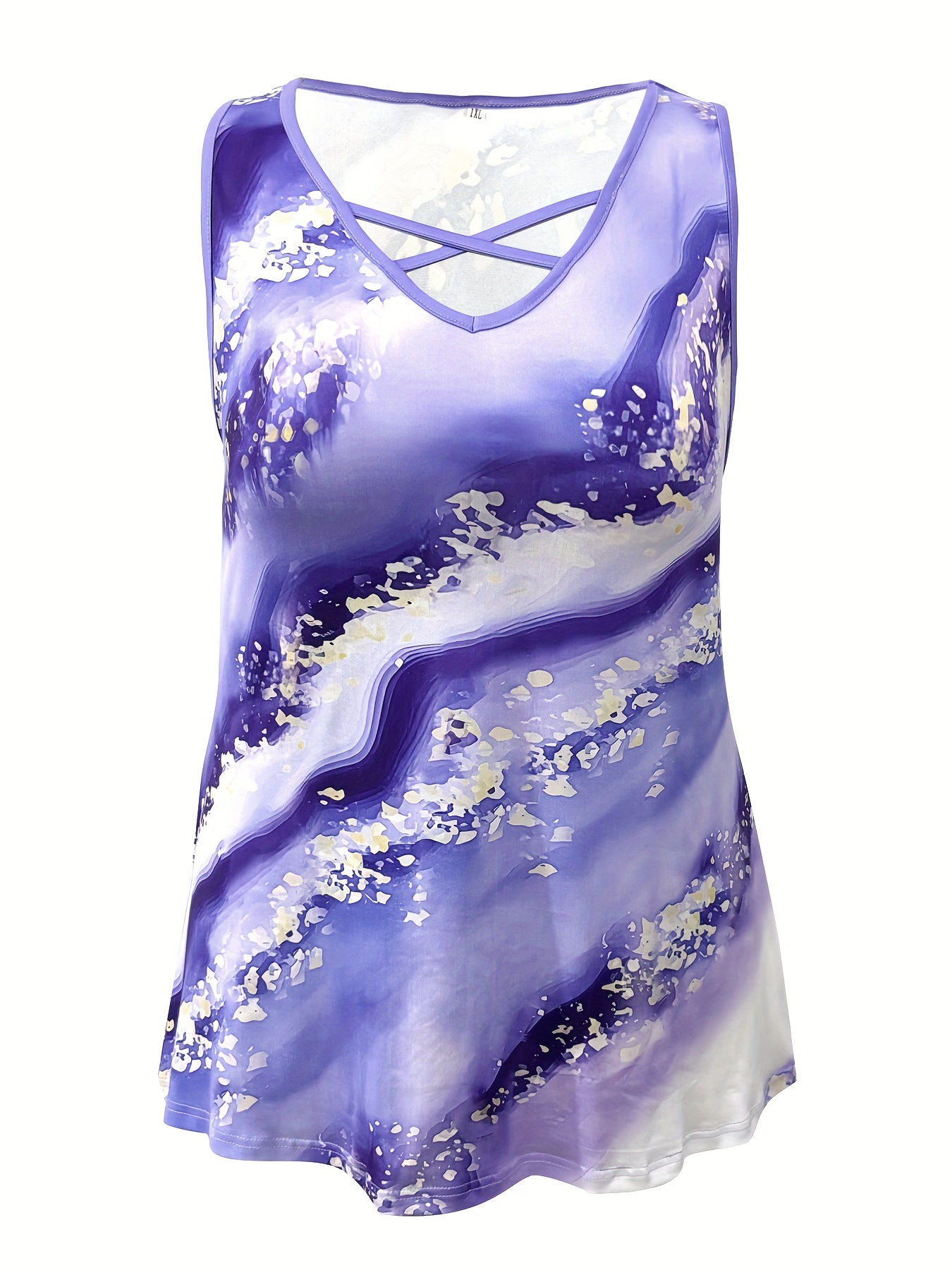 PLUS ขนาดหินอ่อนพิมพ์เสื้อกล้า - Summer Clothing Styles For Women บทวิจารณ์และราคา